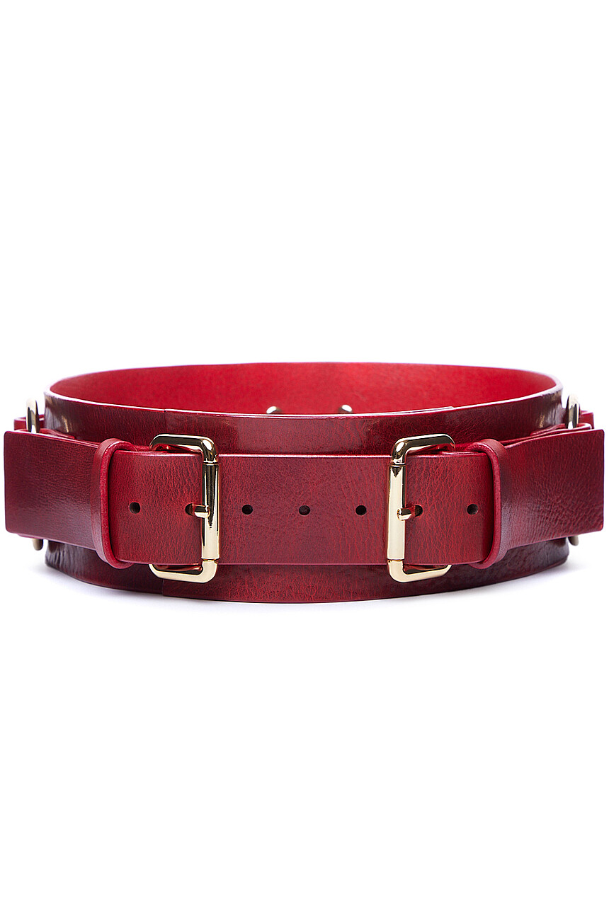 Leather bdsm belt red - Obsessharness