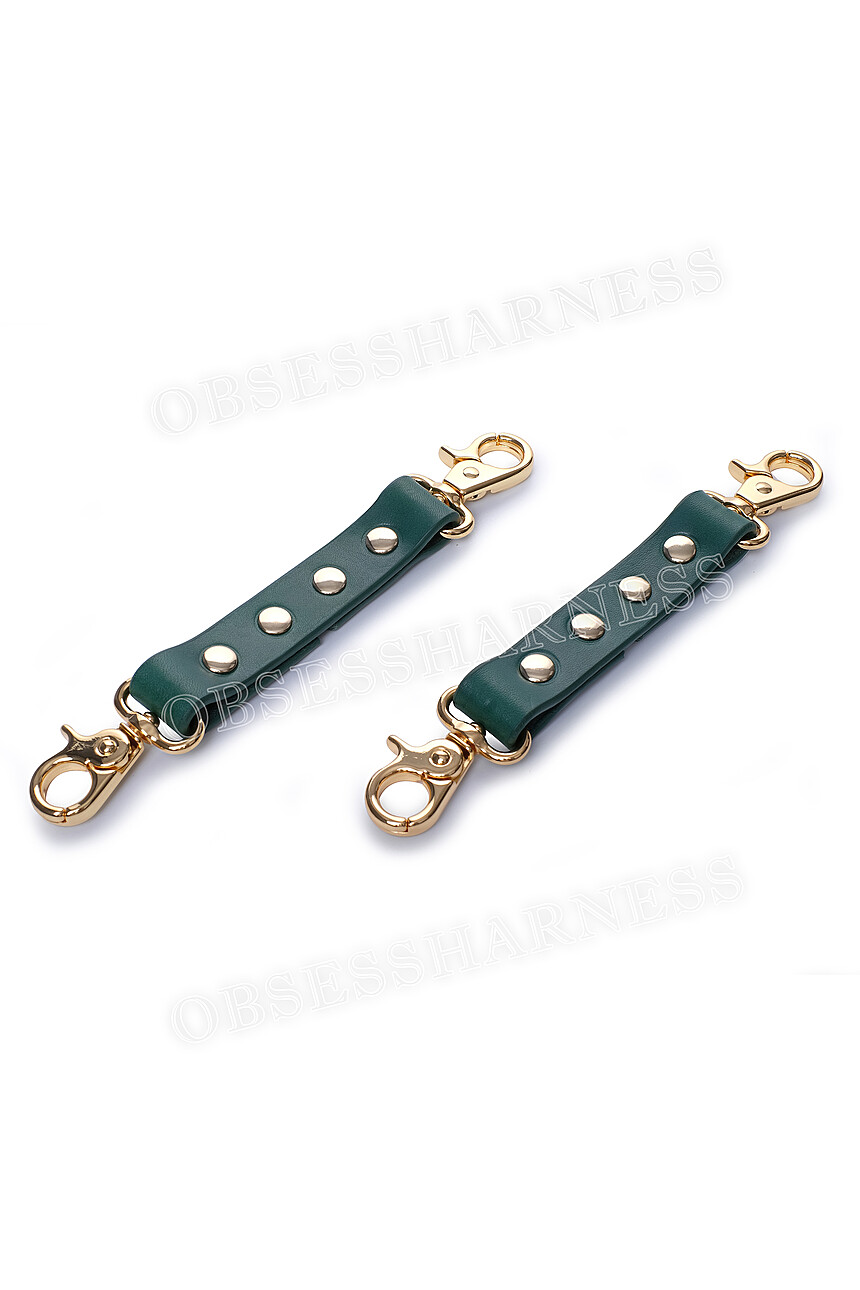 Leather double fixation green - Obsessharness
