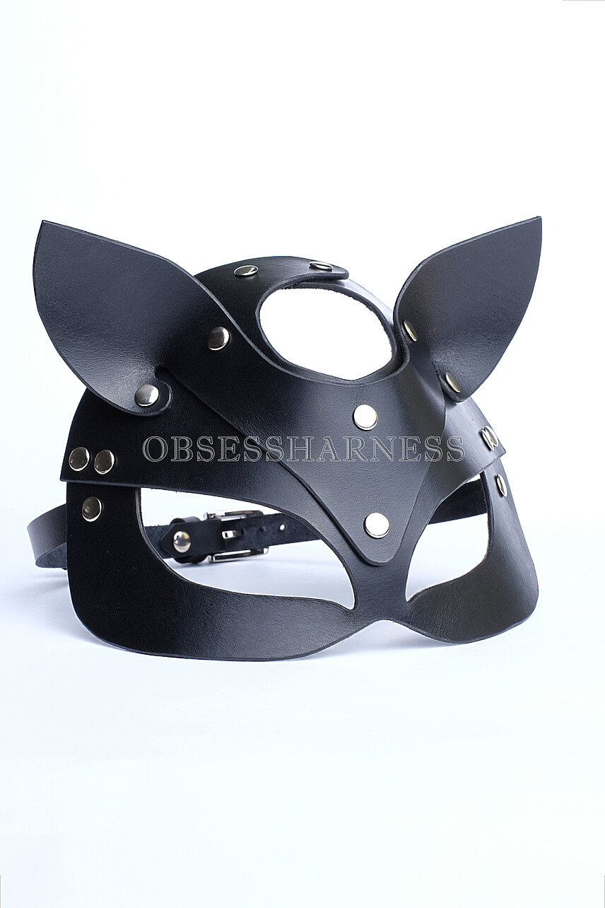 Leather mask Cat - Obsessharness