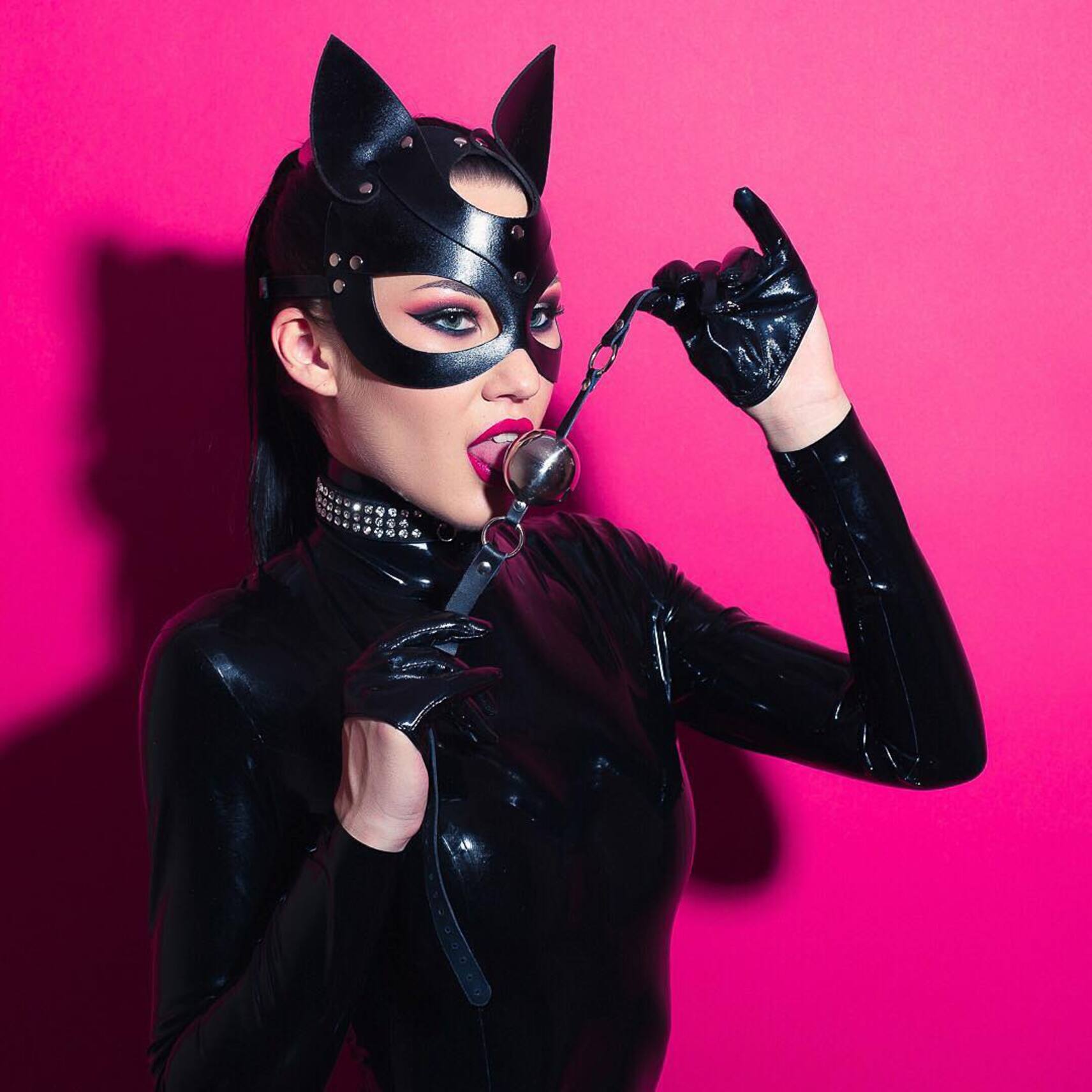 Black leather cat mask 2
