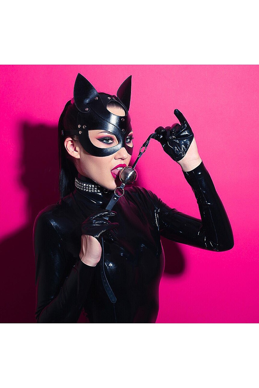 Black leather cat mask - Obsessharness