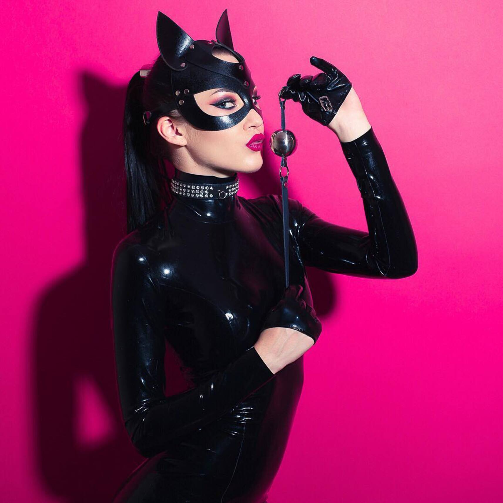 Black leather cat mask 5