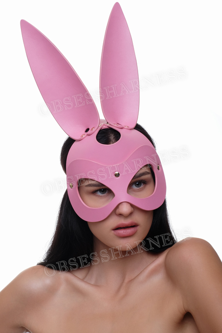 Leather bunny mask pink - Obsessharness